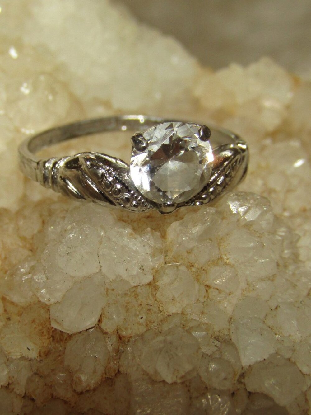 Vintage Lind Sterling Silver Cubic Zirconia Engagement Ring